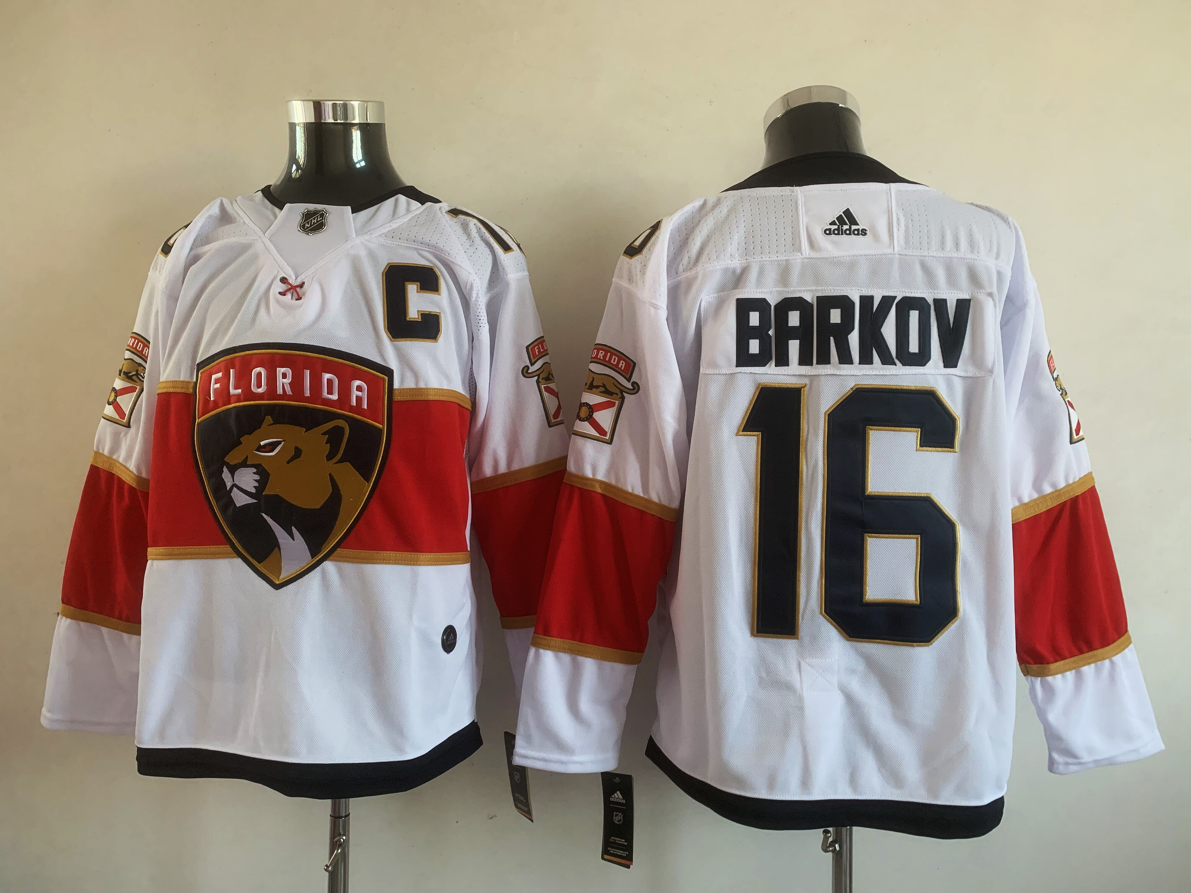 Men's Florida Panthers Aleksander Barkov #16 White Jersey